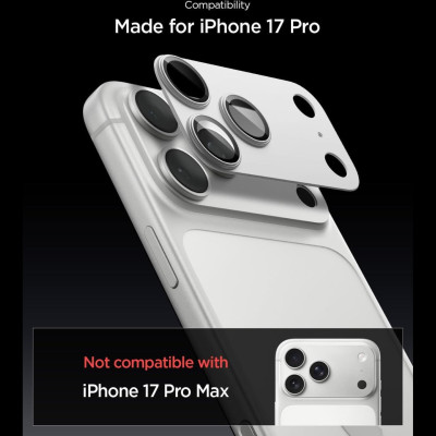 Tempered Glass iPhone 17 Pro Spigen GLAS.tR EZ Fit OPTIK Pro XL Camera Lens Protector Αντιχαρακτικό Γυαλί Προστασίας για Φακό Κάμερας - Silver (AGL10647)