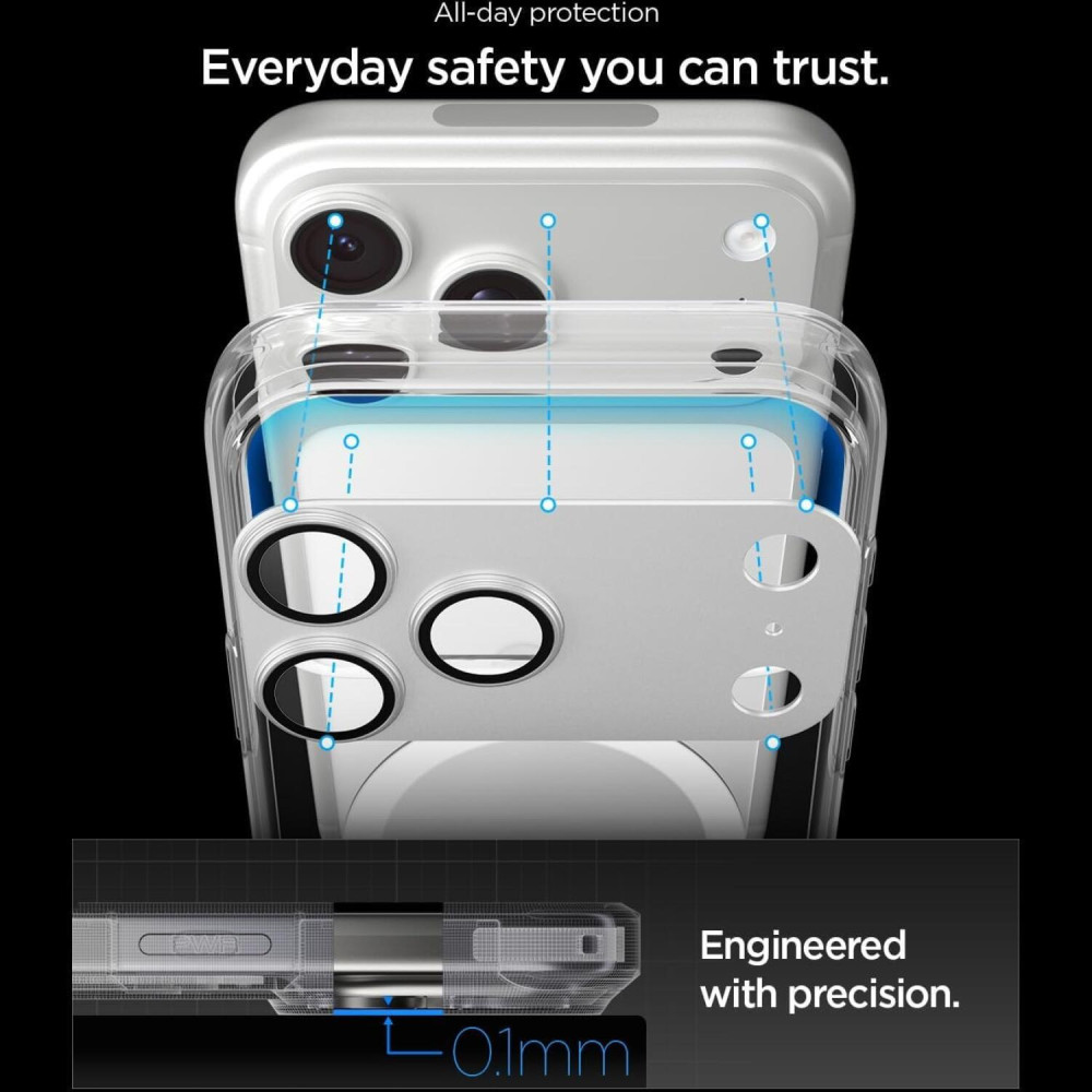 Tempered Glass iPhone 17 Pro Spigen GLAS.tR EZ Fit OPTIK Pro XL Camera Lens Protector Αντιχαρακτικό Γυαλί Προστασίας για Φακό Κάμερας - Silver (AGL10647)