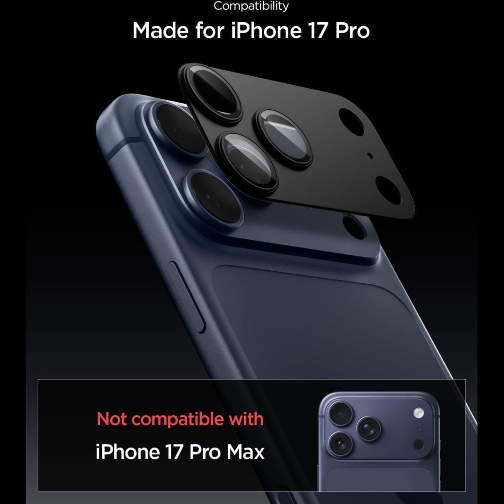 Tempered Glass iPhone 17 Pro Spigen GLAS.tR EZ Fit OPTIK Pro XL Camera Lens Protector Αντιχαρακτικό Γυαλί Προστασίας για Φακό Κάμερας - Black (AGL10644)