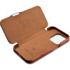 Θήκη iPhone 15 Pro iCarer Vintage Series Side-Open Flip Σκληρή Δερμάτινη με MagSafe - Retro Brown (WMI15230614-SN)