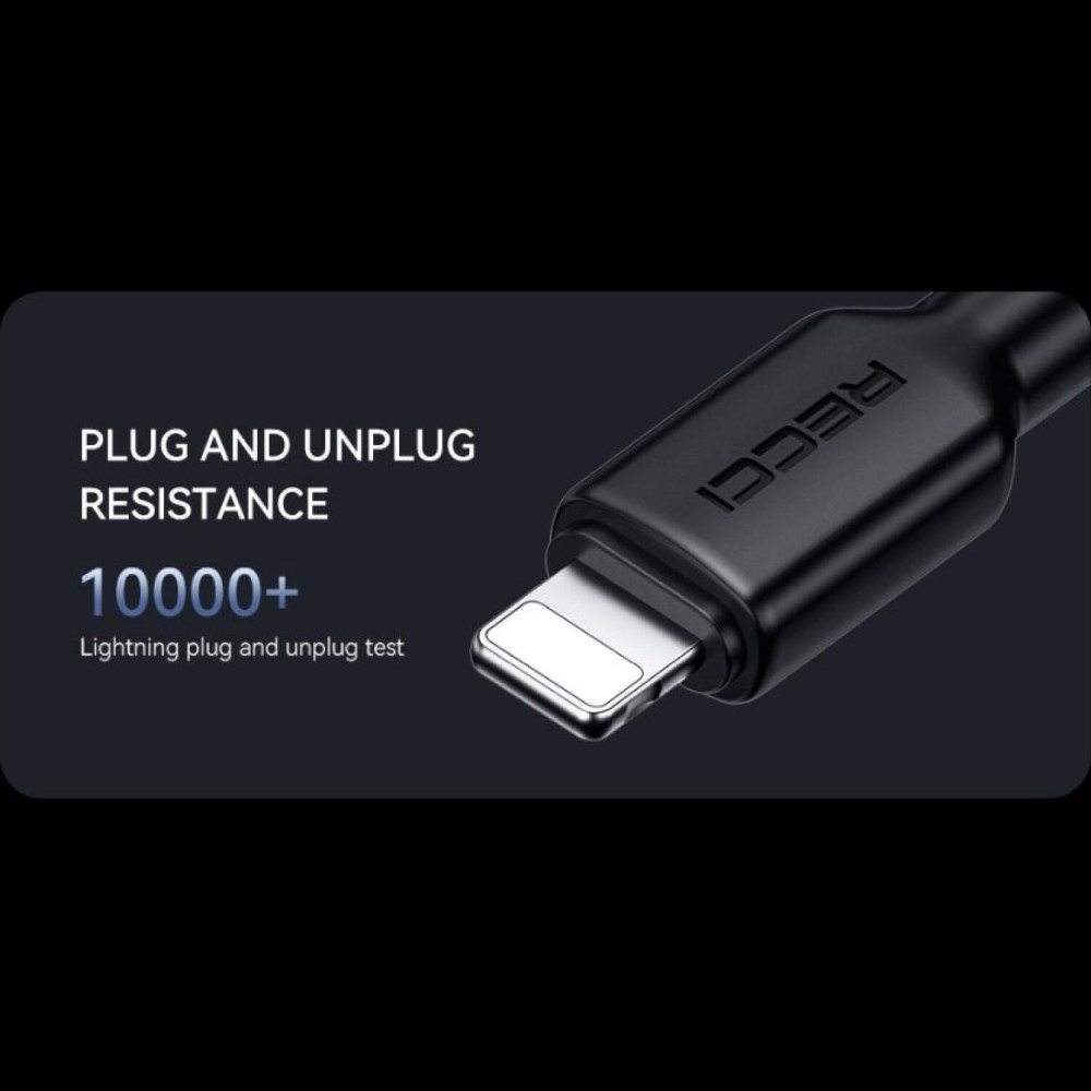 Καλώδιο Recci RS46CL Type-C σε Lightning Φόρτισης & Μεταφοράς Δεδομένων 120cm 30W - Black (6955482535868)