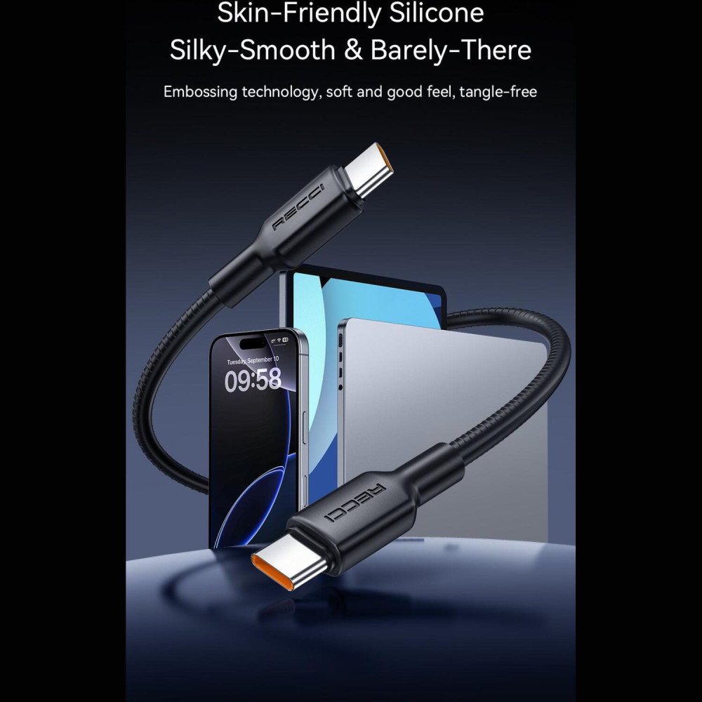 Καλώδιο Recci RS46CL Type-C σε Lightning Φόρτισης & Μεταφοράς Δεδομένων 120cm 30W - Black (6955482535868)