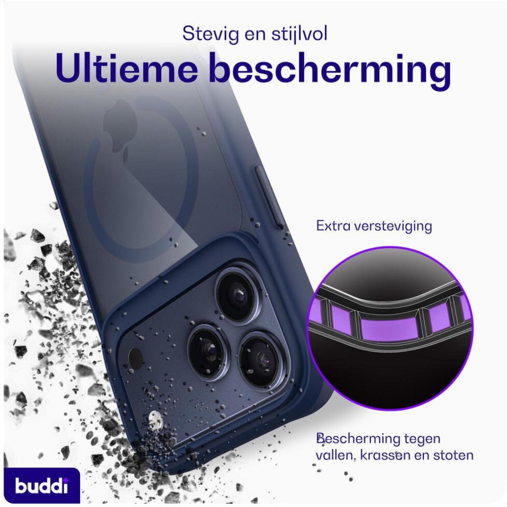 Θήκη iPhone 17 Pro Max Buddi Hybrid Σκληρή Διάφανη με MagSafe - Transparent / Blue (8719246492570)