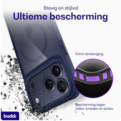 Θήκη iPhone 17 Pro Max Buddi Hybrid Σκληρή Διάφανη με MagSafe - Transparent / Blue (8719246492570)