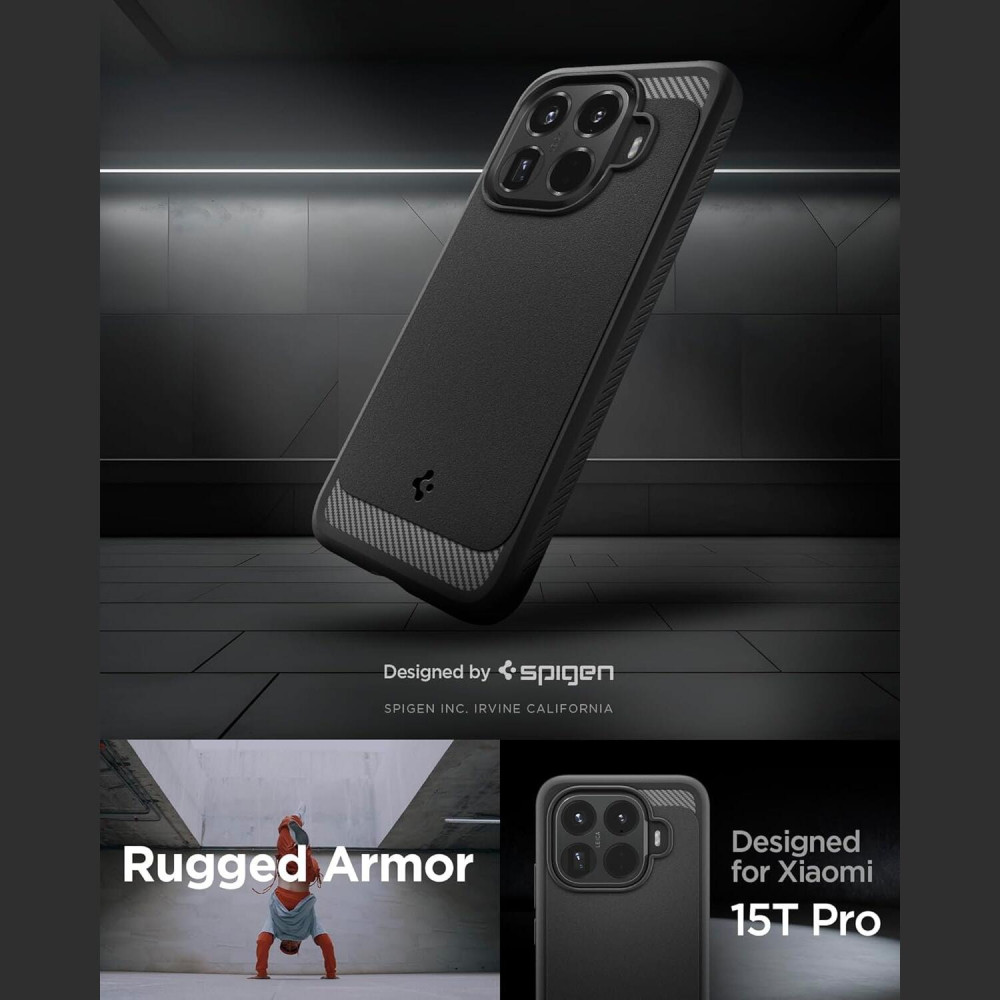 Θήκη Xiaomi 15T Pro Spigen Rugged Armor Ανθεκτική Σιλικόνης - Matte Black (ACS11152)
