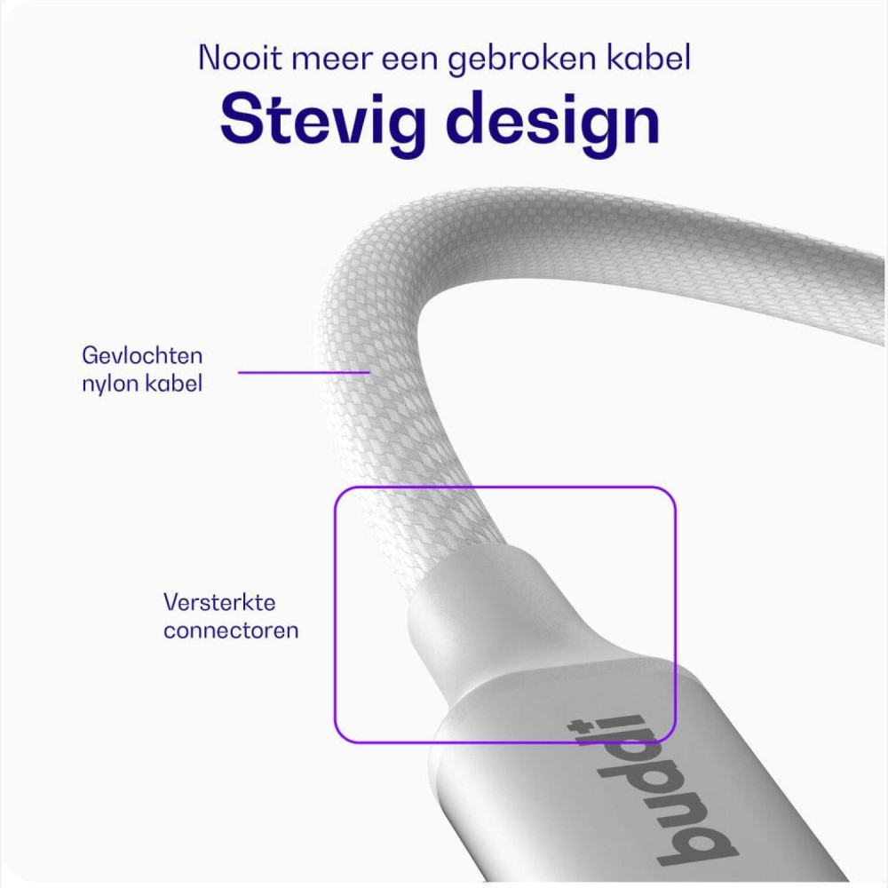 Καλώδιο Buddi Flex Φόρτισης & Μεταφοράς Δεδομένων Type-C σε Lightning 30cm 20W 5 Έτη Εγγύηση - White (8719246497407)