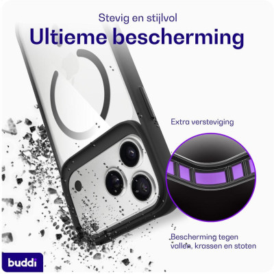 Θήκη iPhone 17 Pro Buddi Hybrid Σκληρή Διάφανη με MagSafe - Transparent / Black (8719246492464)