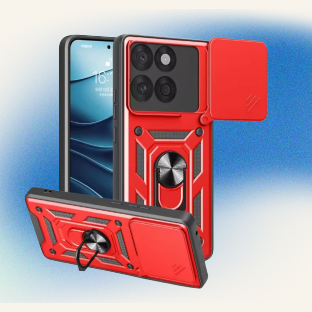 Θήκη Motorola Edge 60 / Edge 60 Fusion Bodycell Armor Slide Ανθεκτική με Κάλυμμα για την Κάμερα & Μεταλλικό Ring Holder - Red (5206015084751)