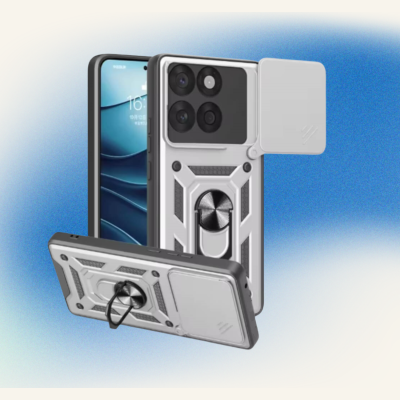 Θήκη Motorola Edge 60 Pro Bodycell Armor Slide Ανθεκτική με Κάλυμμα για την Κάμερα & Μεταλλικό Ring Holder - Silver (5206015084829)