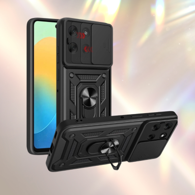Θήκη Motorola Moto G86 / G86 Power Bodycell Armor Slide Ανθεκτική με Κάλυμμα για την Κάμερα & Μεταλλικό Ring Holder - Black (5206015084867)