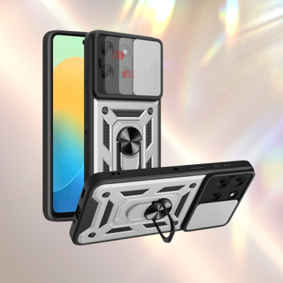 Θήκη Motorola Moto G86 / G86 Power Bodycell Armor Slide Ανθεκτική με Κάλυμμα για την Κάμερα & Μεταλλικό Ring Holder - Silver (5206015084881)