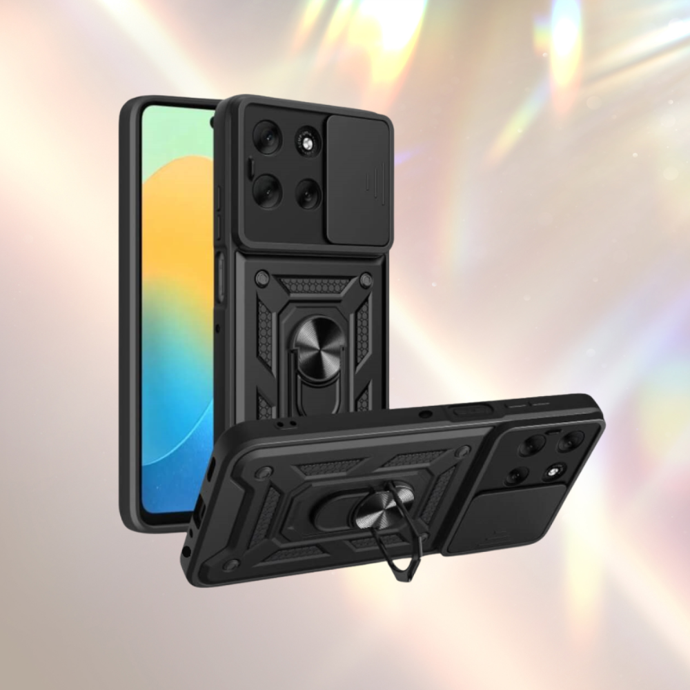 Θήκη Motorola Moto G56 Bodycell Armor Slide Ανθεκτική με Κάλυμμα για την Κάμερα & Μεταλλικό Ring Holder - Black (5206015084836)