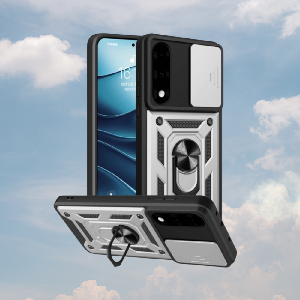 Θήκη OnePlus Nord 5 Bodycell Armor Slide Ανθεκτική με Κάλυμμα για την Κάμερα & Μεταλλικό Ring Holder - Silver (5206015084942)