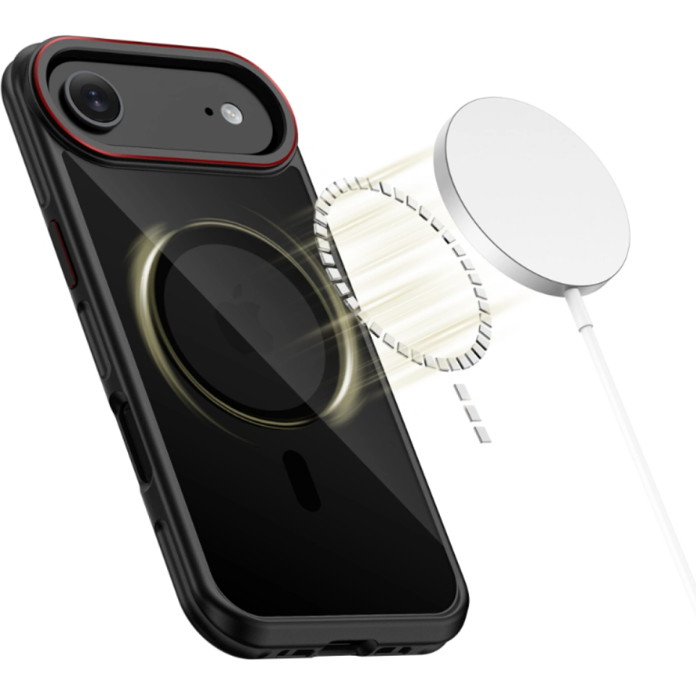 Θήκη iPhone Air Tech-Protect MagHybrid Ημιδιάφανη Σκληρή με MagSafe & TPU Bumper - Black / Red (5906302330423)