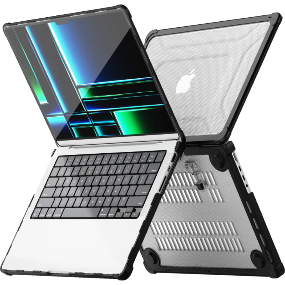Θήκη MacBook Pro 14" 2025 / 2021 Tech-Protect SmartShell Pro Ανθεκτική Σκληρή με KickStand - Black / Clear (5906302335626)