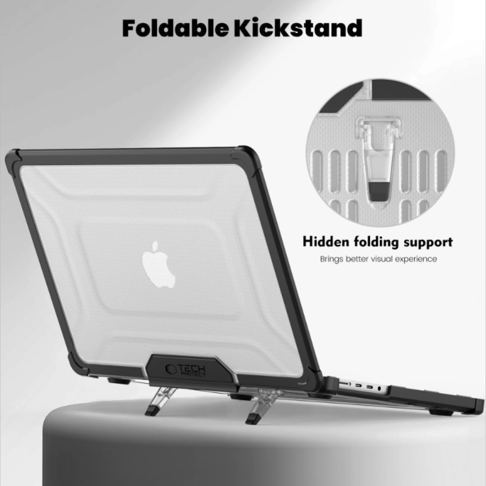 Θήκη MacBook Pro 14" 2025 / 2021 Tech-Protect SmartShell Pro Ανθεκτική Σκληρή με KickStand - Black / Clear (5906302335626)