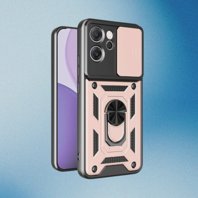 Θήκη Oppo Reno14 F / 14 FS Techsuit CamShield Ανθεκτική με Κάλυμμα για την Κάμερα & Μεταλλικό Ring Holder - Rose Gold (5949419334205)