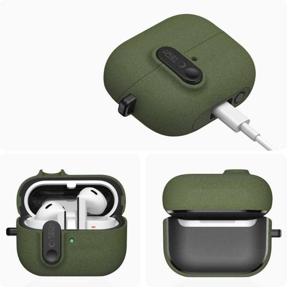 Θήκη Samsung Galaxy Buds 3 / 3 FE / 3 Pro Tech-Protect Slim Hook Σκληρή - Olive Green (5906302352760)