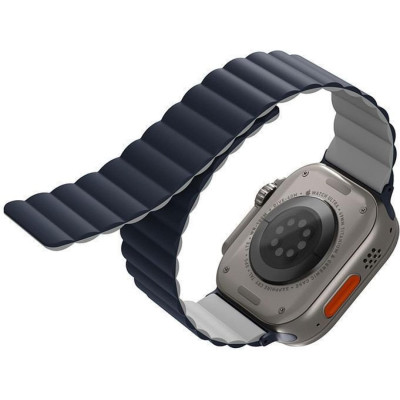 Λουράκι Apple Watch Ultra/SE/11/10/9/8/7/6/5/4 (49/46/45/44mm) Uniq Revix Αναστρέψιμο Μαγνητικό από Premium Σιλικόνη - Storm Blue / Chalk Grey (UNIQ-49MM-REVSBLUCGRY)