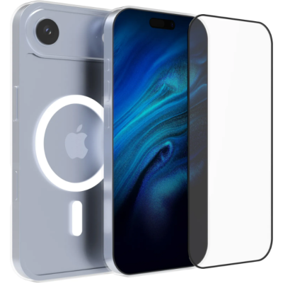 Θήκη & Tempered Glass iPhone Air Vivid Set MagSafe Hybrid Case Σετ Διάφανη Σκληρή με MagSafe & Full Face Αντιχαρακτικό Γυαλί Προστασίας Οθόνης - Transparent / Black (CS-MGS TR 1-2508002)