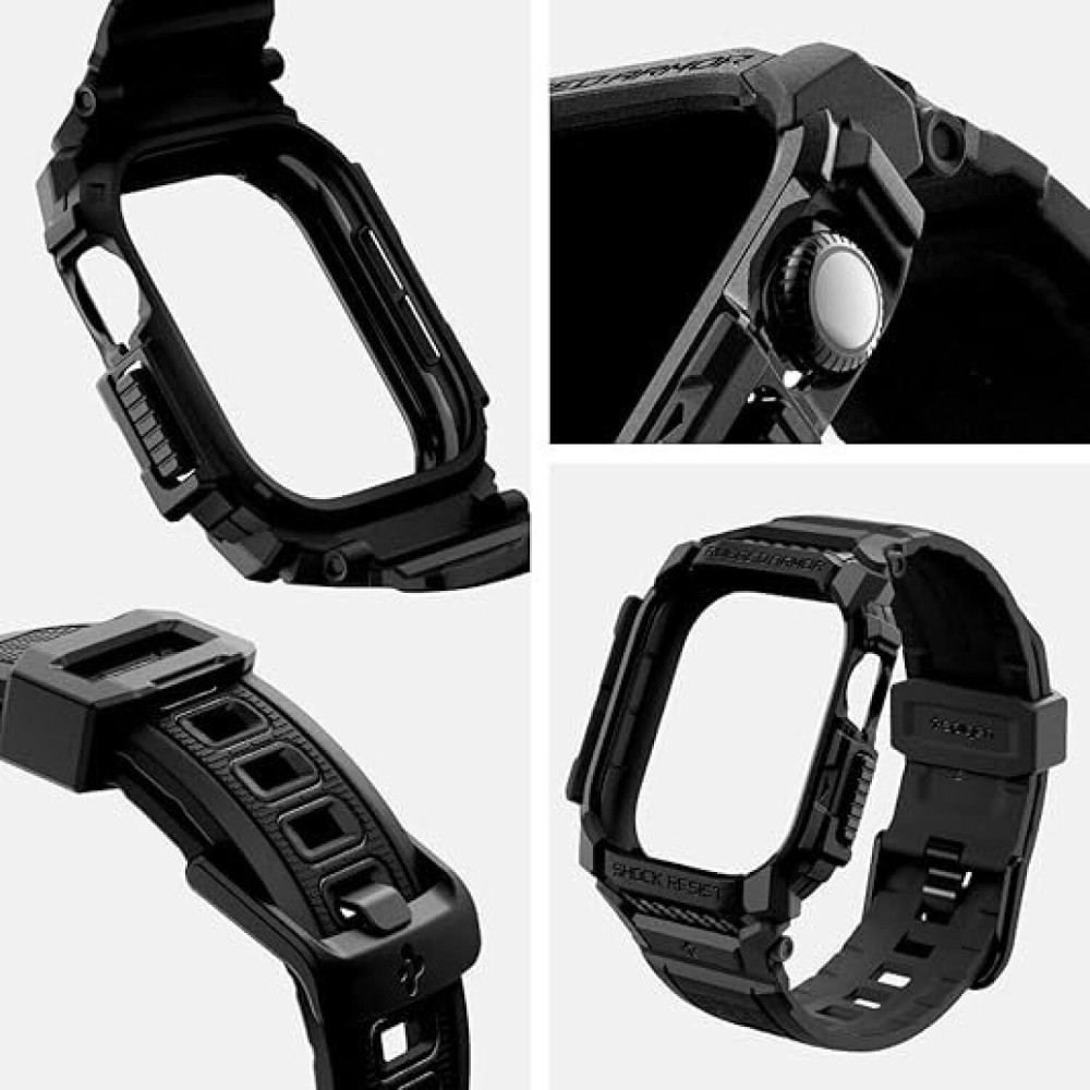 Θήκη Apple Watch 11 / 10 46mm Spigen Rugged Armor Pro Unibody Σιλικόνης - Matte Black (ACS08604)