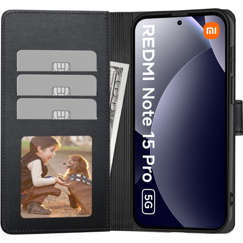 Θήκη Xiaomi Redmi Note 15 Pro 5G Tech-Protect Wallet Πορτοφόλι - Matte Black (5906302352890)