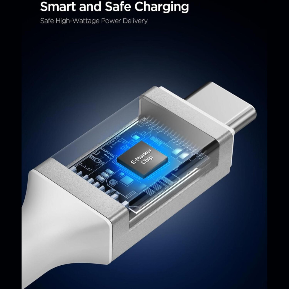Καλώδιο Type-C Spigen Essential EB10020CC Φόρτισης 100W & Μεταφοράς Δεδομένων 5Gbps σε Type-C 200cm - White (ACA08775)
