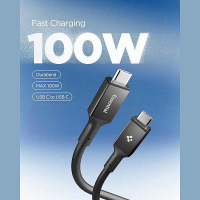 Καλώδιο Type-C Spigen Essential EB10010CC Φόρτισης 100W & Μεταφοράς Δεδομένων 5Gbps σε Type-C 100cm - Black (ACA09459)