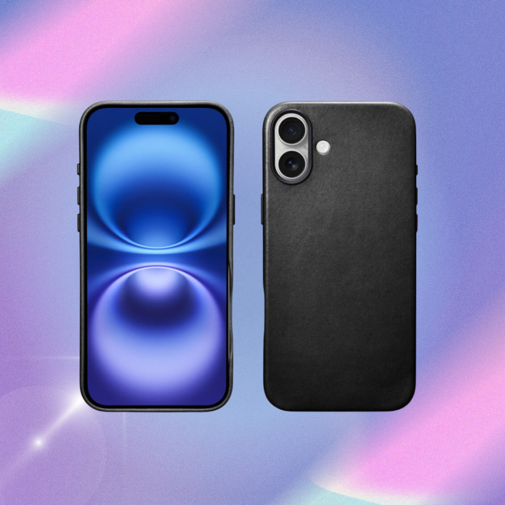 Θήκη iPhone 16 iCarer Leather Back Case With Camera Button Δερμάτινη με MagSafe & Πλαίσιο Κάμερας - Black (WMI16240701-BK)