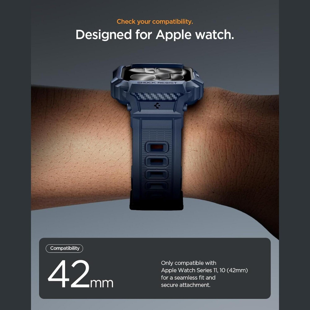 Θήκη Apple Watch 11 / 10 42mm Spigen Rugged Armor Pro 2 Unibody Σιλικόνης - Navy Blue (ACS10495)
