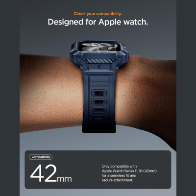 Θήκη Apple Watch 11 / 10 42mm Spigen Rugged Armor Pro 2 Unibody Σιλικόνης - Navy Blue (ACS10495)