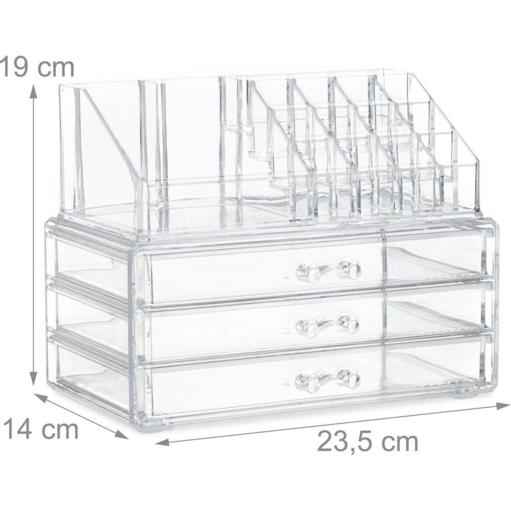 Θήκη Οργάνωσης Καλλυντικών Relaxdays Makeup Organiser και Μακιγιάζ με 3 Ράφια από Ακρυλικό - Transparent (10023137_50)