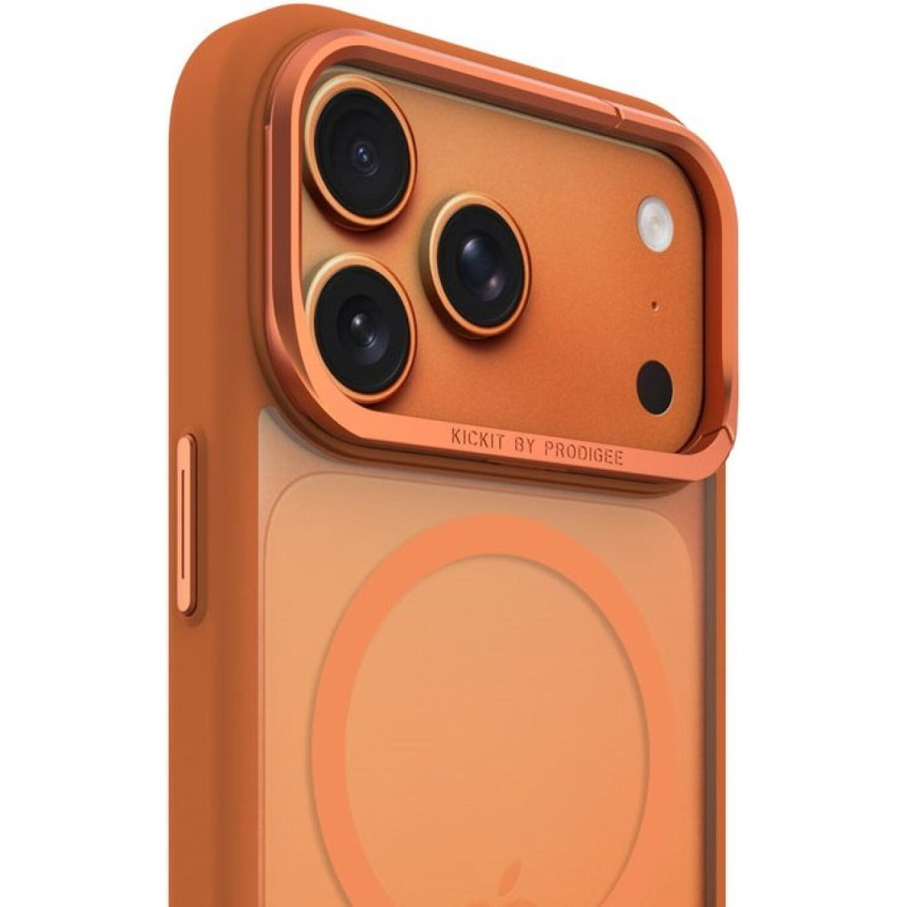 Θήκη iPhone 17 Pro Prodigee KickIt Διάφανη Ανθεκτική με MagSafe & KickStand - Orange (IPH17P-6.3-KICK-ORG)