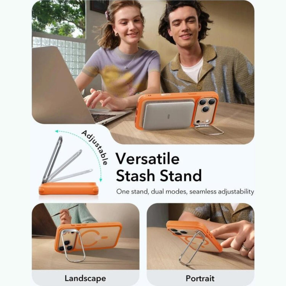 Θήκη iPhone 17 Pro ESR Classic Hybrid Magnetic with Stash Stand Ανθεκτική με MagSafe / Kickstand & Κάλυμμα για Camera Control - Frosted Orange (4894240291641)