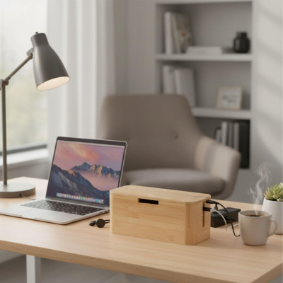 Κουτί Οργάνωσης Καλωδίων Relaxdays από Μπαμπού με Μαγνητικό Καπάκι 14.5 x 34 x 11 cm - Light Brown (10052398_126)