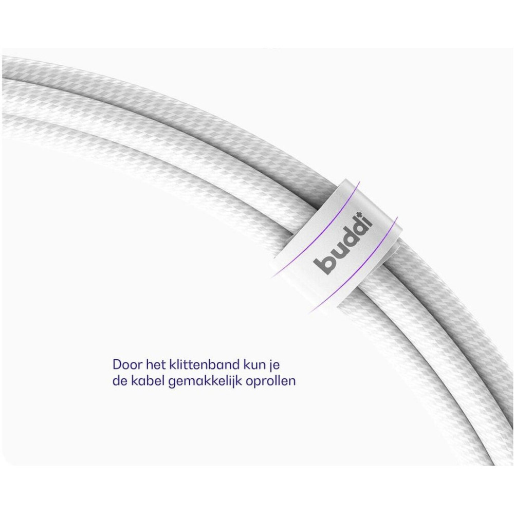 Καλώδιο Buddi Flex Φόρτισης & Μεταφοράς Δεδομένων Type-C σε Lightning 200cm 20W 5 Έτη Εγγύηση - White (8719246497421)