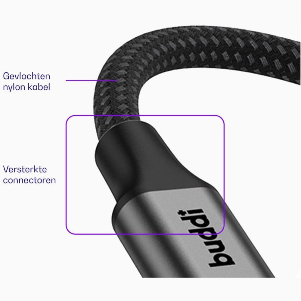 Καλώδιο Buddi Flex Φόρτισης και Μεταφοράς Δεδομένων USB-A σε MicroUSB 30cm 12W 5 Έτη Εγγύηση - Black (8719246467141)