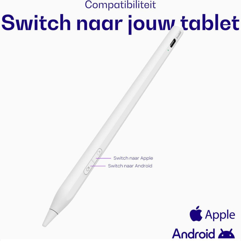 Γραφίδα Buddi Flow 2 Universal Active Stylus Pen Μαγνητική Ψηφιακή Αφής για Smartphone / Tablet 5 Έτη Εγγύηση - White (8719246488016)