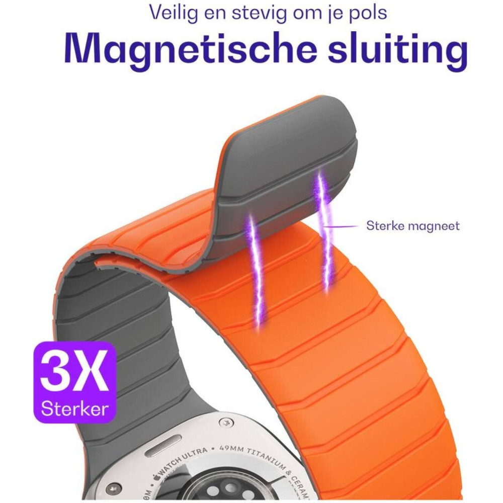 Λουράκι Apple Watch Ultra/SE/11/10/9/8/7/6/5/4 (49/46/45/44mm) Buddi Fuse Μαγνητικό Σιλικόνης - Orange (8719246551024)