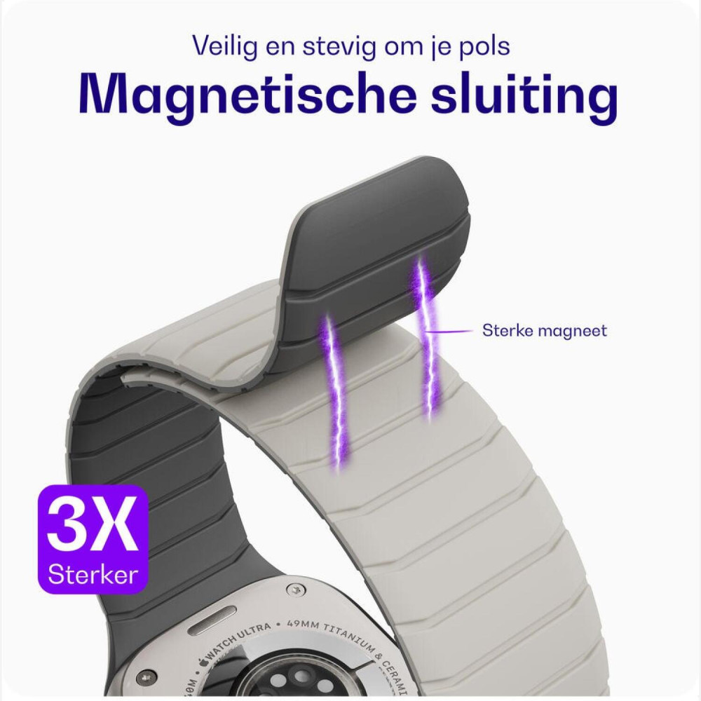 Λουράκι Apple Watch Ultra/SE/11/10/9/8/7/6/5/4 (49/46/45/44mm) Buddi Fuse Μαγνητικό Σιλικόνης - Starlight (8719246551031)