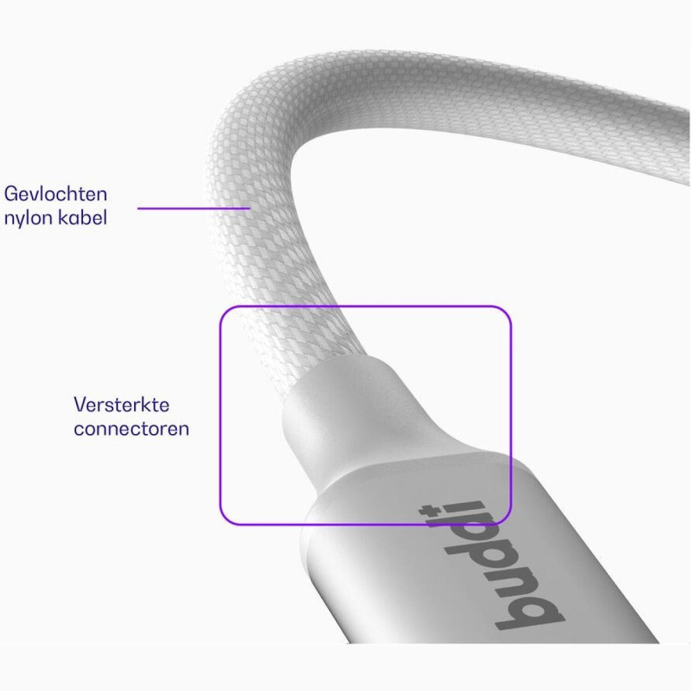 Καλώδιο Buddi Flex Φόρτισης & Μεταφοράς Δεδομένων USB-A σε Lightning 200cm 12W 5 Έτη Εγγύηση - White (8719246497469)