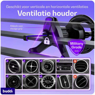 Βάση Κινητών Αυτοκινήτου Buddi MagWay Phone Mount Ανθεκτική για Αεραγωγούς με MagSafe 5 Έτη Εγγύηση - Black (8719246496608)