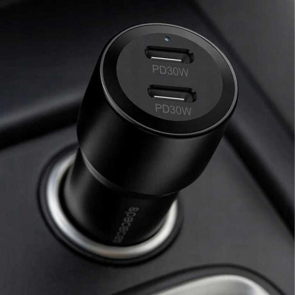 Φορτιστής Αυτοκινήτου Spacecase C60CC-13 Car Charger Γρήγορος με 2 x Type-C 60W - Black (5905719132347)