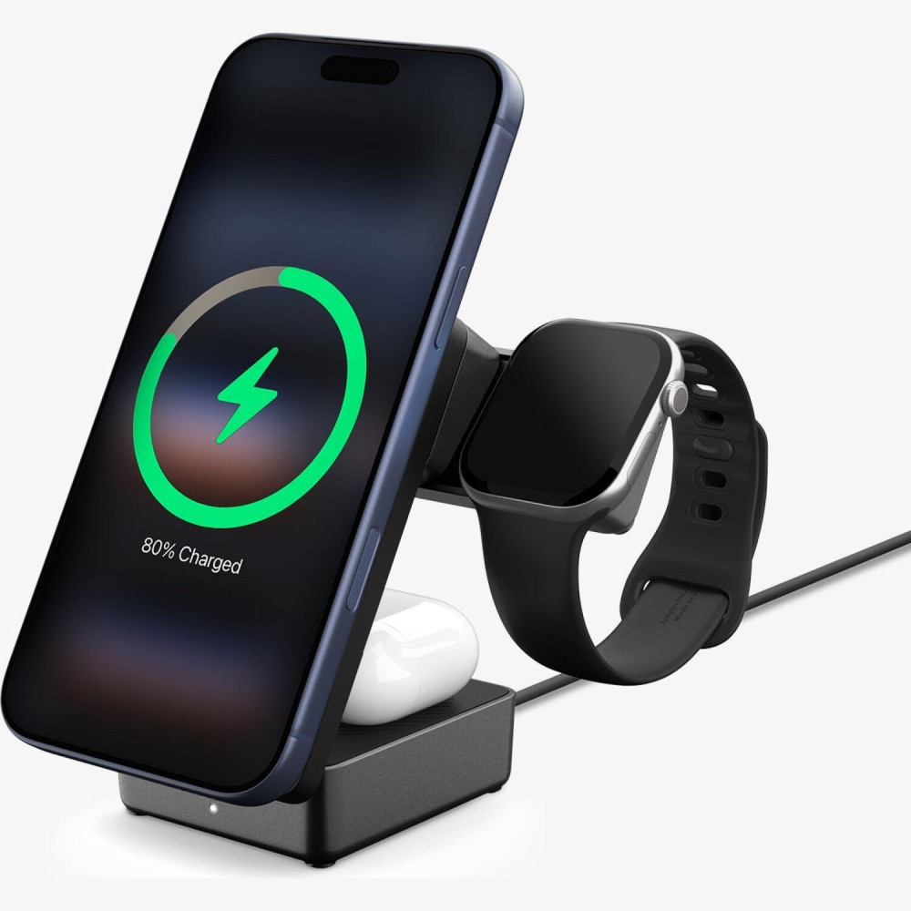 Ασύρματος Φορτιστής Spigen EF323MQ Essential MagFit Μαγνητική Βάση MagSafe / Qi2.2 για Smartphone 25W / EarBuds 5W / Apple & Galaxy Watch 2.5W με Καλώδιο Type-C 200 cm - Black (ACH10398)