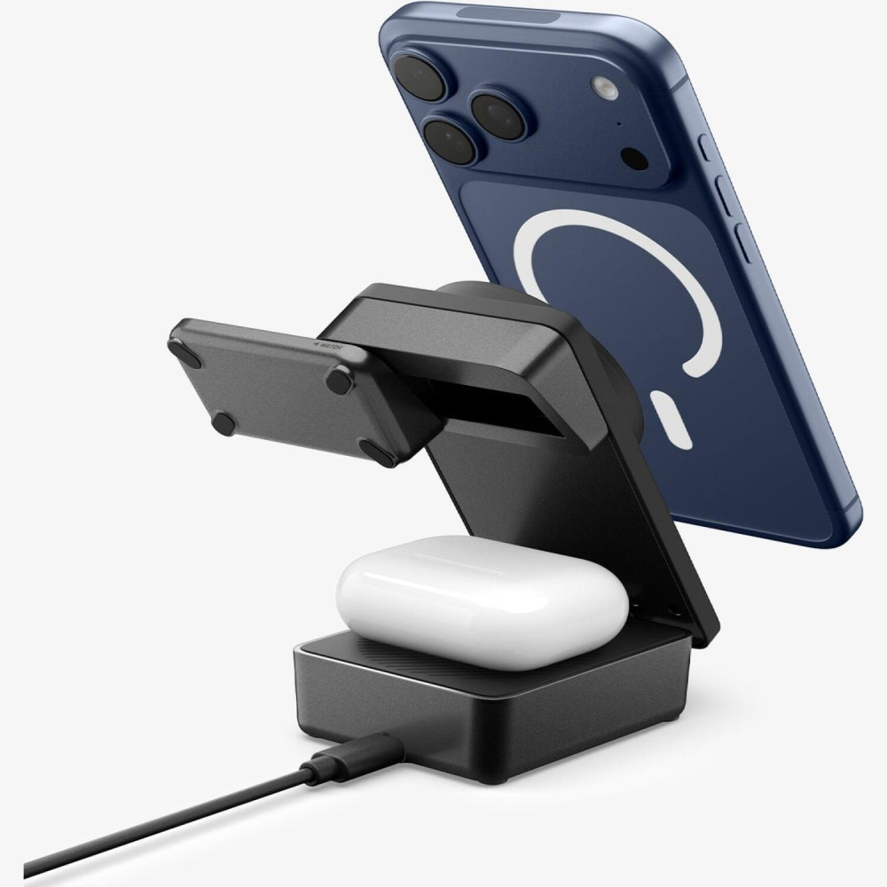 Ασύρματος Φορτιστής Spigen EF323MQ Essential MagFit Μαγνητική Βάση MagSafe / Qi2.2 για Smartphone 25W / EarBuds 5W / Apple & Galaxy Watch 2.5W με Καλώδιο Type-C 200 cm - Black (ACH10398)