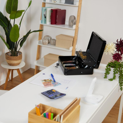 Κουτί Ταμείου Relaxdays Cash Box with Coin Counting Board Θήκη για Χαρτονομίσματα & Kέρματα με Κλειδαριά - Black (10047774_46)