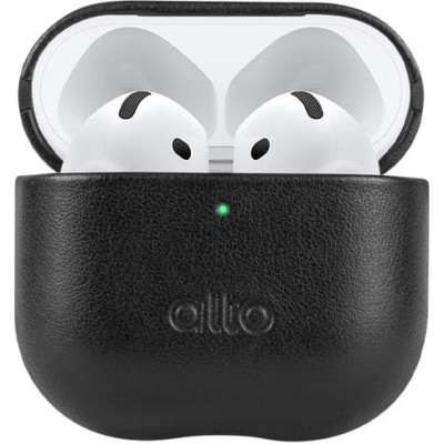 Θήκη AirPods 4th Gen Alto Premium Leather Case Ανθεκτική Σκληρή Δερμάτινη - Raven Black (AP424-RAV)