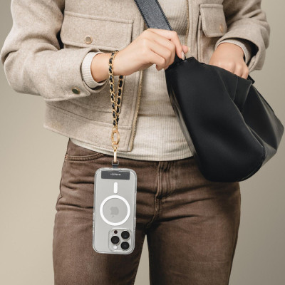 Λουράκι Χειρός MagEasy Chic Chain Wrist Strap & Strap Card 9mm Αποσπώμενο για Θήκες Κινητών / Smartphones - Black / Matte Gold (MPHIPH324BO24)