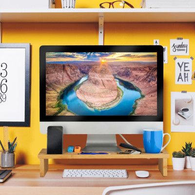 Βάση Οθόνης Υπολογιστή Relaxdays Monitor Stand Επιτραπέζια από Μπαμπού με Βάση Κινητού 9 x 54 x 23 cm - Natural (10032164)