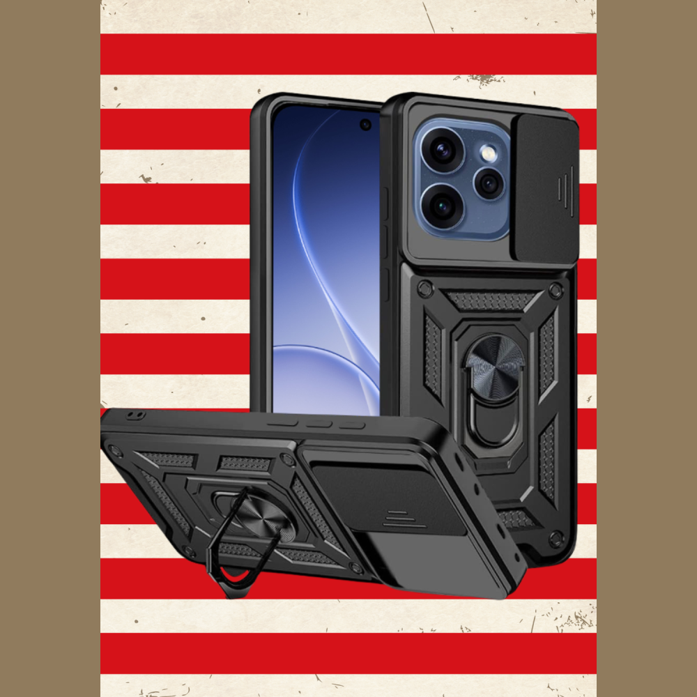 Θήκη Oppo Reno15 F / 15 FS Techsuit CamShield Ανθεκτική με Κάλυμμα για την Κάμερα & Μεταλλικό Ring Holder - Black (5949419355422)